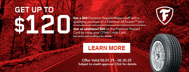 Get up to $120 back on All Season Firestone Tires at University Tire